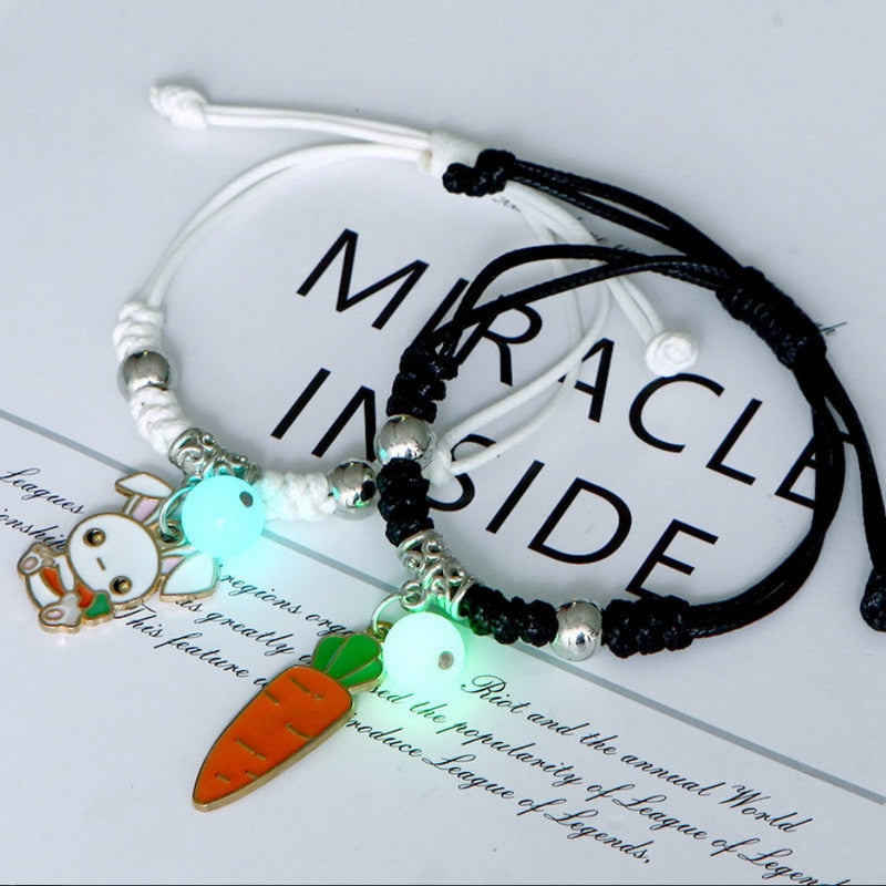 2023 Luminous Cat Star Moon Bracelet Couple Charm Handmade Adjustable Rope