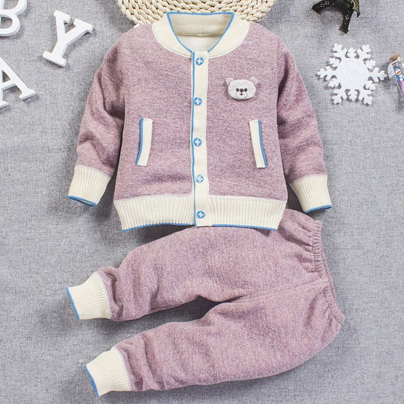 Baby Clothes Sets Boys Girls Cotton Outfit Knit Clothing Suit Kids Girls Knitted Jacket+Pants 2Pcs