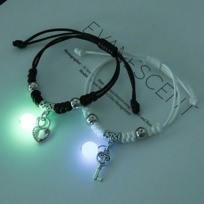 2023 Luminous Cat Star Moon Bracelet Couple Charm Handmade Adjustable Rope