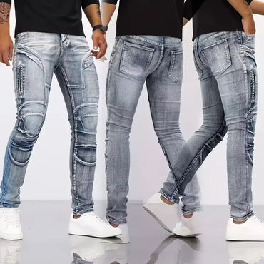 2025 Elastic Jeans Mens Small Straight Leg Denim Pants Outdoor Casual Motorcycle Pants High Street Classic High Quality Jeans