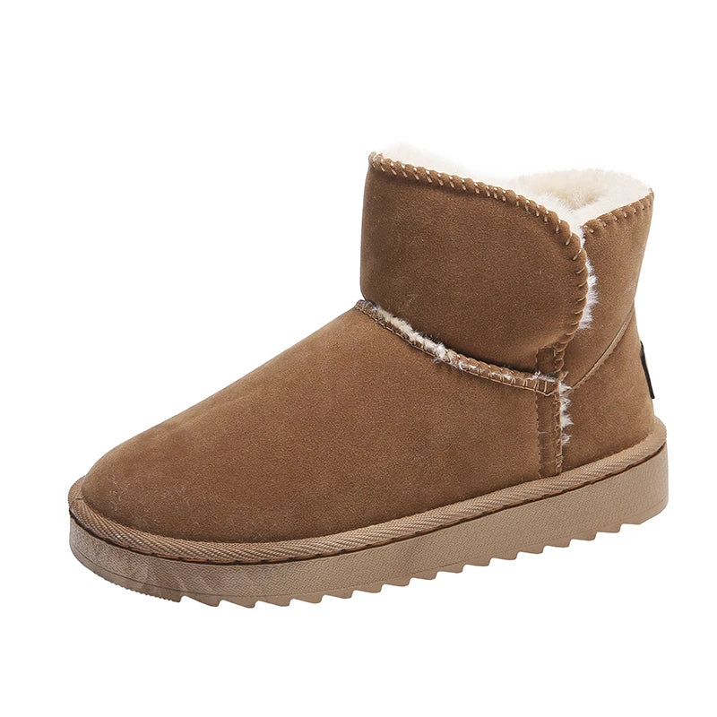 Women's Winter Plus Cashmere Warm Solid Color All Fashion Warm Non-slip Winter Boots Cotton Padded Shoes Platform Ankle Boots