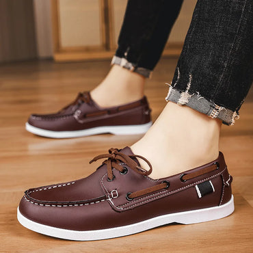 Retro Brown Leather Casual Shoes Man Flats Large Size 40-48 Designer Men's Shoes Comfortable Slip-On Social Shoe Male Moccasins