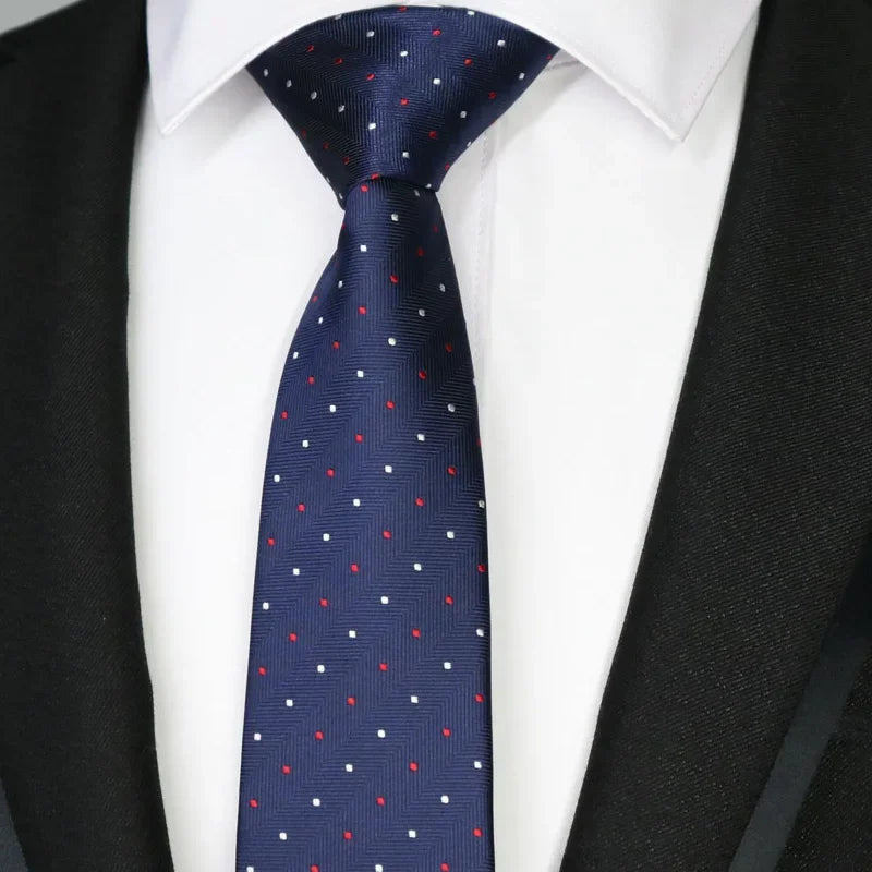 New Slim Narrow Skinny 6CM Mens Necktie Neck Ties For Man Plaids Polka Dot Striped Jacquard Cravat Business Party Corbatas
