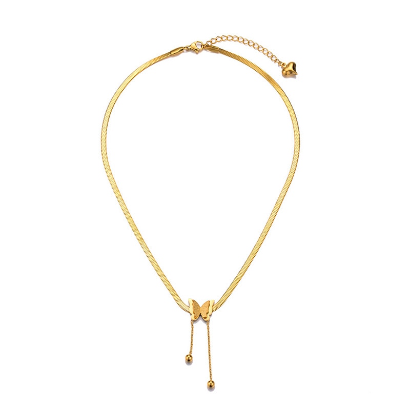 Vintage Butterfly Necklace For Women Stainless Steel Blade Snake Chains Aesthetic Charms Choker Women jewelry Gift To Mujer