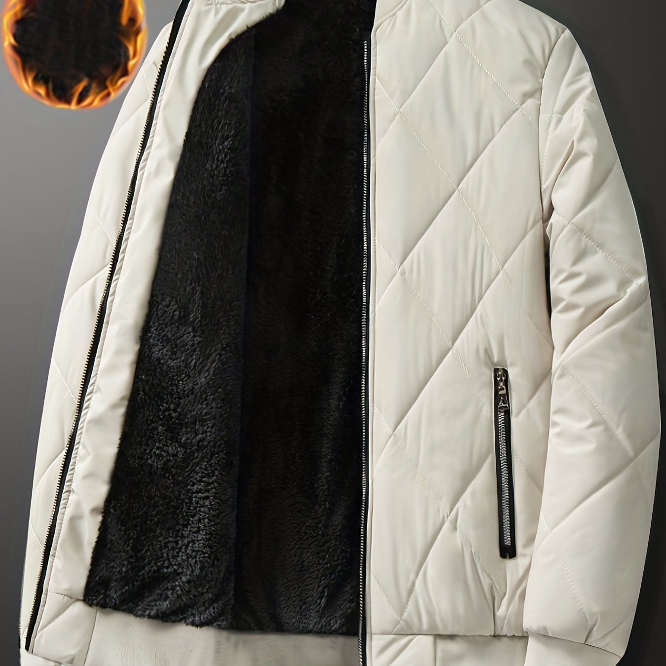 Men's Regular Fit Solid Color Sherpa Lined Varsity Jacket, Casual Fleece Lined Baseball Jacket Coat for Winter Autumn