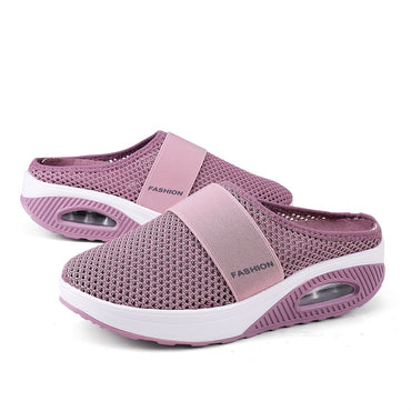 Women's Flying Woven Mesh Sandals, Casual Air Cushion Sole Mules, Breathable & Lightweight Mule Sneakers