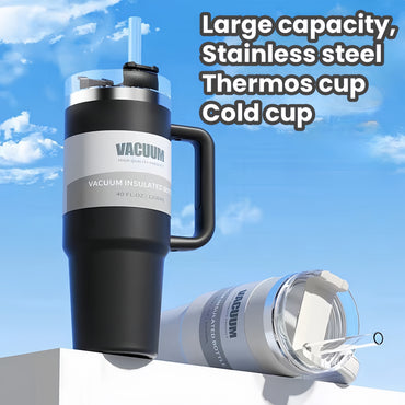 40 Oz. Insulating Glass With Handle And Straw Cover, Vacuum Reusable Stainless Steel Water Bottle, Double-layer Vacuum Insulation, Beverage Insulation And Long-lasting Cold Preservation. Coffee Cups, Christmas Cups, Local War