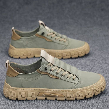 Men's Solid Color Vintage Low Top Skateboard Shoes, Comfy Non Slip Casual Durable Rubber Sole Walking Shoes, Men's Footwear