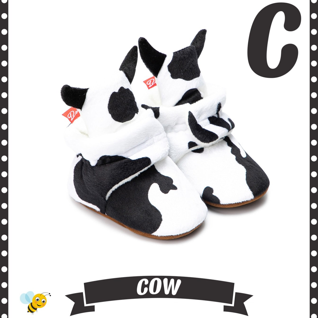 Warm, Cozy Newborn Animal Print Fleece Booties with Non-Slip Soles & Easy Fasten - Autumn/Winter Essential
