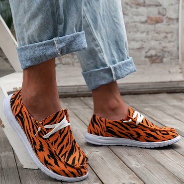 Men's Trendy Tiger Stripes Slip On Loafer Shoes, Comfy Non Slip Breathable EVA Sole Durable Walking Shoes, Men's Footwear