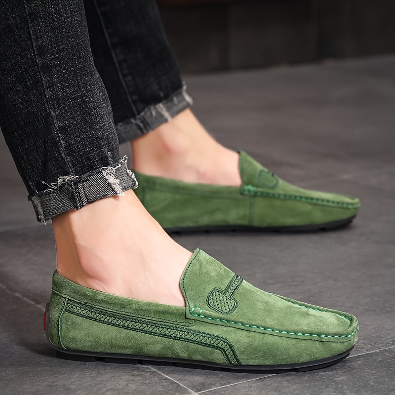 Men's Casual Loafers, Upper, PU Lining, Rubber Sole, Fabric Insole, Round Toe Slip-On Shoes for All Seasons, Dressy Shoes