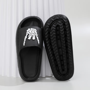 Men's Trendy Rock & Roll Gesture Pattern Open Toe Breathable Chunky Slippers, Comfy Non Slip Anti Odor EVA Slides, Men's Footwear