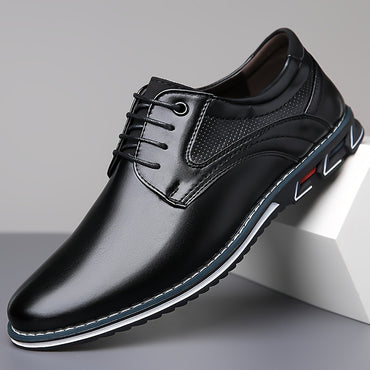 Plus Size Men's Solid Colour Plain Toe Derby Shoes, Comfy Non Slip Lace Up Rubber Sole Dress Shoes, Men's Footwear