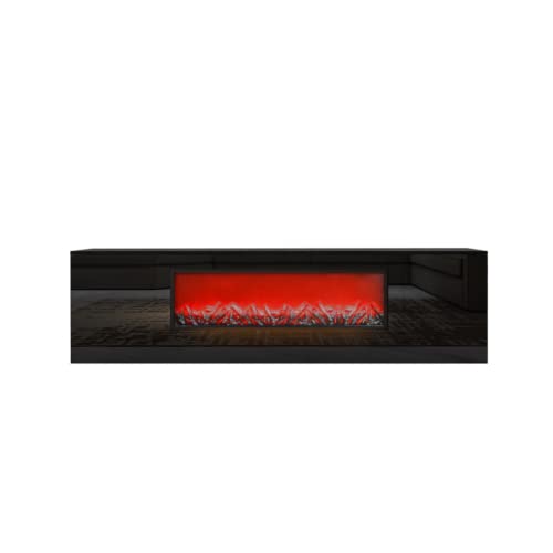 Laoggbtb TV Stand,Modern Fireplace TV Stand Without Remote Control and Heater for Living Room, Bedroom, Office (Black)