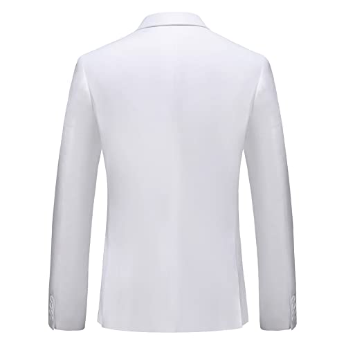 MOGU Mens 2 Piece Suit Slim Fit Double Breasted Blazer and Pants Tuxedo for Prom Wedding Groomsmen Business US Size Blazer Jakcet 36/Pants 32 White