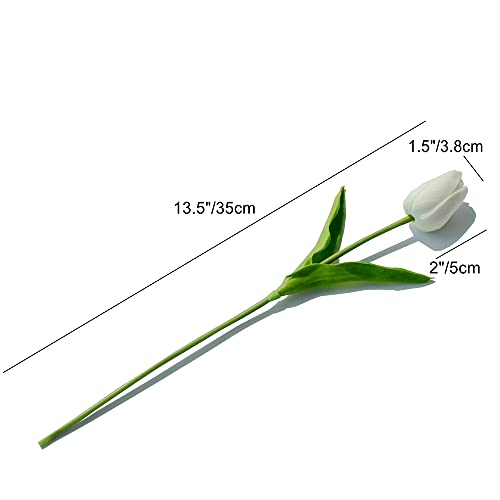 Mandy's 28pcs White Artificial Tulip Silk Flowers 13.5" in Bulk Home Kitchen Wedding Decorations