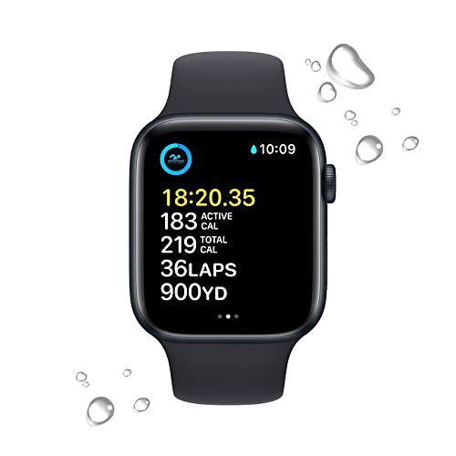 Apple Watch SE (2nd Gen) (GPS + Cellular, 44mm) - Midnight Aluminum Case with Midnight Sport Band, M/L (Refurbished)