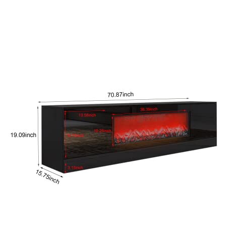 Laoggbtb TV Stand,Modern Fireplace TV Stand Without Remote Control and Heater for Living Room, Bedroom, Office (Black)