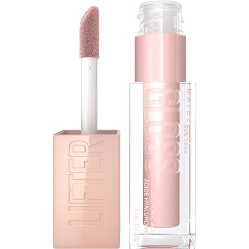 Maybelline Lifter Gloss, Hydrating Lip Gloss with Hyaluronic Acid, High Shine for Plumper Looking Lips, Ice, Pink Neutral, 0.18 Ounce
