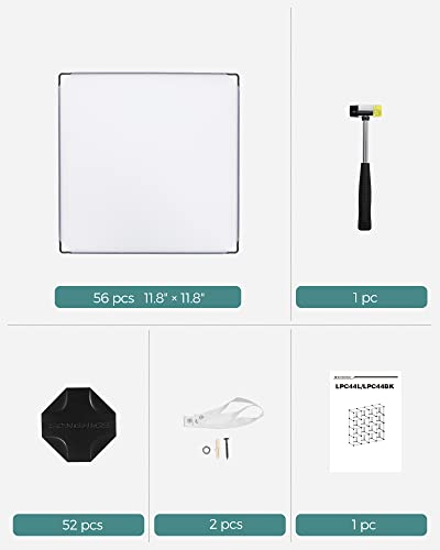 SONGMICS Cube Storage Organizer, Set of 16 Plastic Cubes, Book Shelf, Closet Organizers and Storage, Room Organization, Bedroom Living Room, 12.2 x 48.4 x 48.4 Inches, White ULPC44L