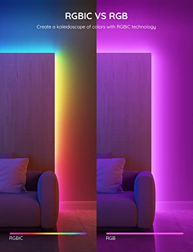 Govee 16.4ft RGBIC LED Strip Lights H617A, Smart LED Lights, App Control with Segmented DIY, Music Sync Mode, Bluetooth Control, Color Changing LED Light Strips for Bedroom, Gaming Room and Desk