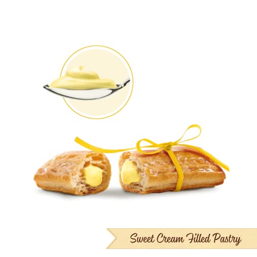 Delizia Pastry Cream by Pasticceria Matilde Vicenzi | Cream Filled Puff Pastry Patisserie Rolls | All-Natural, Kosher Dairy | Made in Italy | 4.41oz (125g) Box, 4-Pack