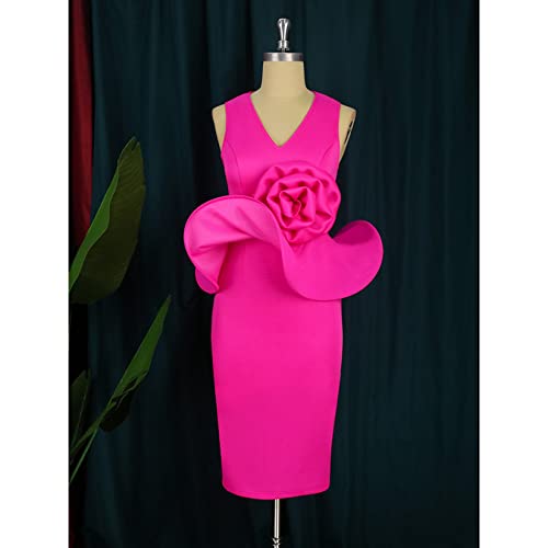 YonYeHong Women's Evening Dress V-Neck Slim Ruffle Party Dress Sleeveless Banquet Evening Gown Cocktail