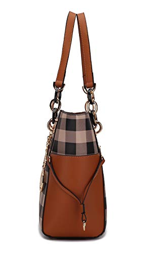 MKF 2-PC Set Tote Satchel Bag for Women & Wristlet Wallet Purse: PU Leather Handbag Pocketbook, Shoulder Strap Black