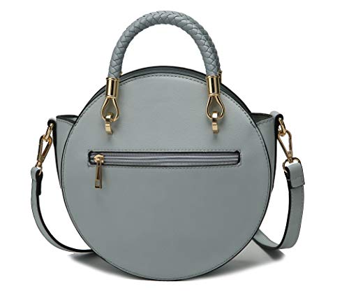 MKF Stylish Round Crossbody Bag for Women – PU Leather Wristlet Handbag – Lady Fashion Circle Messenger Purse Wine