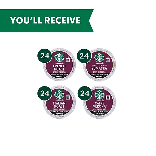 Starbucks K-Cup Coffee Pods—Dark Roast Coffee—Variety Pack—100% Arabica—1 box (96 pods)