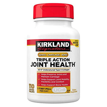 Kirkland Signature Triple Action Joint Health, UC•ll Undenatured Type II Collagen, Boron, Hyaluronic Acid,with Boron,110 Coated Tablets(Pack of 2)