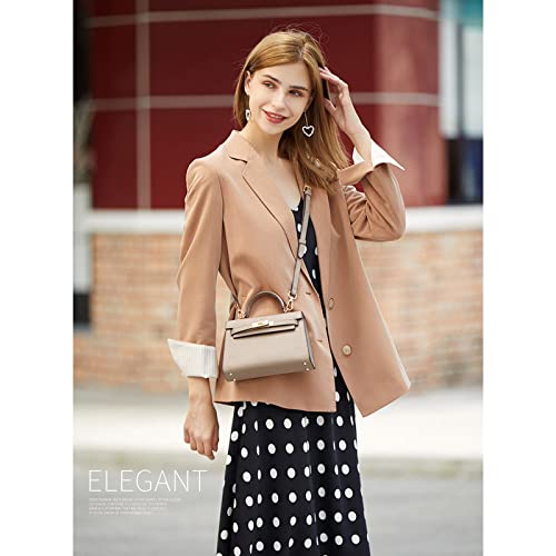 Womens Mini Leather Satchel Bags 9 * 2.5 * 5.5in Shoulder Purses Top Handle Handbags Ladies Designer Purses (Grey)