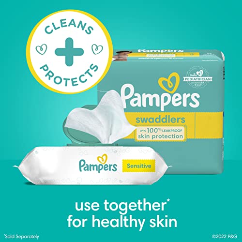 Pampers Sensitive Baby Wipes - Baby Wipes Combo, 84 Count (Pack of 12), Water Based, Hypoallergenic and Unscented (Packaging May Vary)