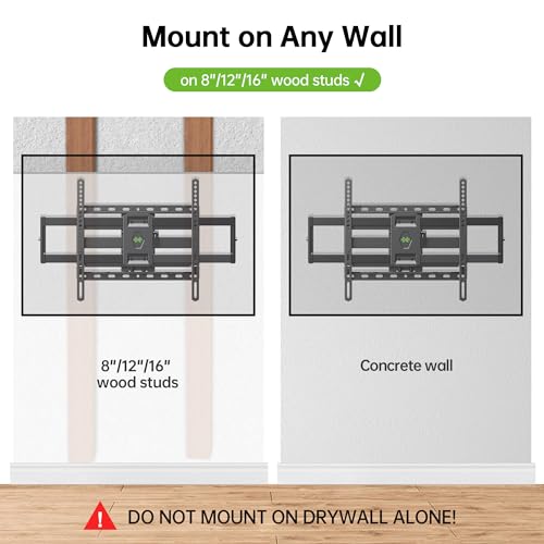 USX MOUNT Full Motion TV Wall Mount for Most 47-84 inch Flat Screen/LED/4K TV, Mount Bracket Dual Swivel Articulating Tilt 6 Arms, Max VESA 600x400mm, Holds up to 132lbs, Fits 8” 12” 16" Wood Studs
