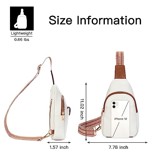 Telena Sling Bag for Women Crossbody Fanny Pack Vegan Leather Sling Chest Bag for Women Beige Brown