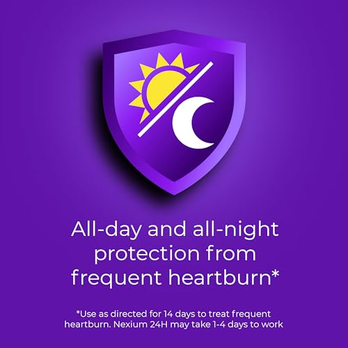 Nexium 24HR Acid Reducer Heartburn Relief Tablets for All-Day and All-Night Protection from Frequent Heartburn, Heartburn Medicine with Esomeprazole Magnesium - 42 Count