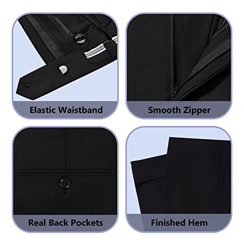 Cooper & Nelson Men's Suit Slim Fit, 3 Piece Suits for Men, One Button Solid Jacket Vest Pants with Tie, Tuxedo Set Black XS