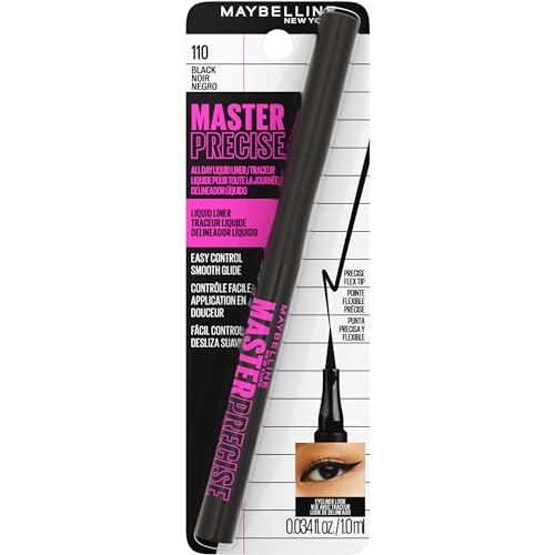 Maybelline New York Eyestudio Master Precise All Day Waterproof Liquid Eyeliner Makeup, Black, 1 Count