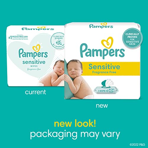 Pampers Sensitive Baby Wipes - Baby Wipes Combo, 84 Count (Pack of 12), Water Based, Hypoallergenic and Unscented (Packaging May Vary)