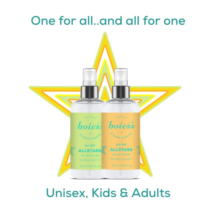 Boiess All day Allstars Vegan Eau de Cologne Orange Crush | Fresh Citrus Orange Scent | Made With Natural & Essential Oils For Kids & Adults | Children Fragrance For Sensitive Skin | Size: 8.45 Fl Oz