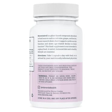 Vitruvin Trans-Resveratrol 500mg, 3 Bottles Pack, Vegan, Non-GMO, Gluten-Free, Gelatin-Free.