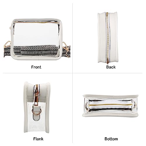 WEDDINGHELPER Clear Purse for Women:Clear Bag Stadium Approved, Crossbody Shoulder Bag with 2 Adjustable Purse Straps for Sporting Events Concerts(B-Red-2)