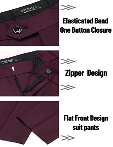COOFANDY Men's 2 Piece Suits Slim Fit 2 Button Dress Suits Tuxedo Jacket Blazer Suit for Wedding Dinner Prom Wine Red