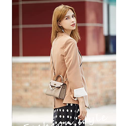 Womens Mini Leather Satchel Bags 9 * 2.5 * 5.5in Shoulder Purses Top Handle Handbags Ladies Designer Purses (Grey)