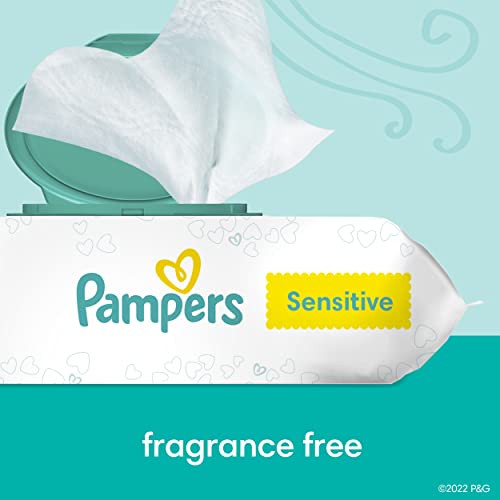 Pampers Sensitive Baby Wipes - Baby Wipes Combo, 84 Count (Pack of 12), Water Based, Hypoallergenic and Unscented (Packaging May Vary)