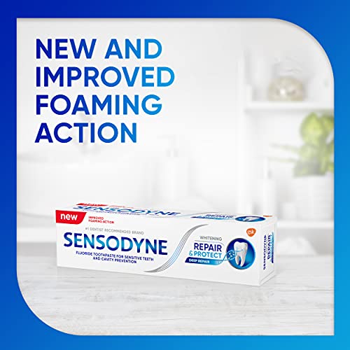 Sensodyne Repair and Protect Whitening Toothpaste, Toothpaste for Sensitive Teeth and Cavity Prevention, 3.4 oz (Pack of 2)