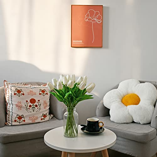Mandy's 28pcs White Artificial Tulip Silk Flowers 13.5" in Bulk Home Kitchen Wedding Decorations