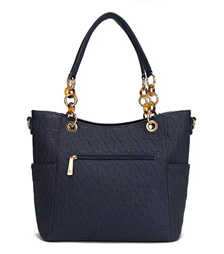 MKF Collection Shoulder Bag for Women, PU Leather Pocketbook Top-Handle Crossbody Purse Tote Satchel Handbag Black