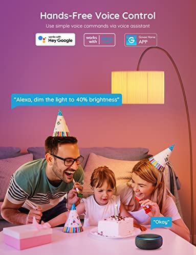 Govee Smart Light Bulbs, WiFi Bluetooth Color Changing Light Bulbs, Music Sync, 54 Dynamic Scenes, 16 Million DIY Colors RGB Light Bulbs, Work with Alexa, Google Assistant Home App, 4 Pack
