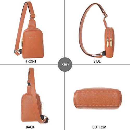 INICAT Small Crossbody Sling Bag Faux Leather Fanny Pack Purses for Women(Orange Red)